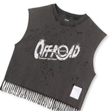 Camisole MothTech™ Cropped Fringed Muscle Tee | Aged Black