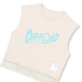 Camisole MothTech™ Cropped Fringed Muscle Tee | Aged Ecru