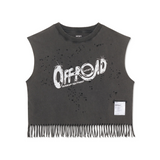 MothTech™ Cropped Fringed Muscle Tee Camisole | Aged Black