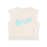 MothTech™ Cropped Fringed Muscle Tee Camisole | Aged Ecru