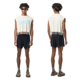 MothTech™ Cropped Fringed Muscle Tee Camisole | Aged Ecru