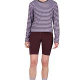 Chandail Striped LS Femme | Raisin