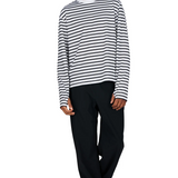 Chandail Striped LS | Blanc & Navy
